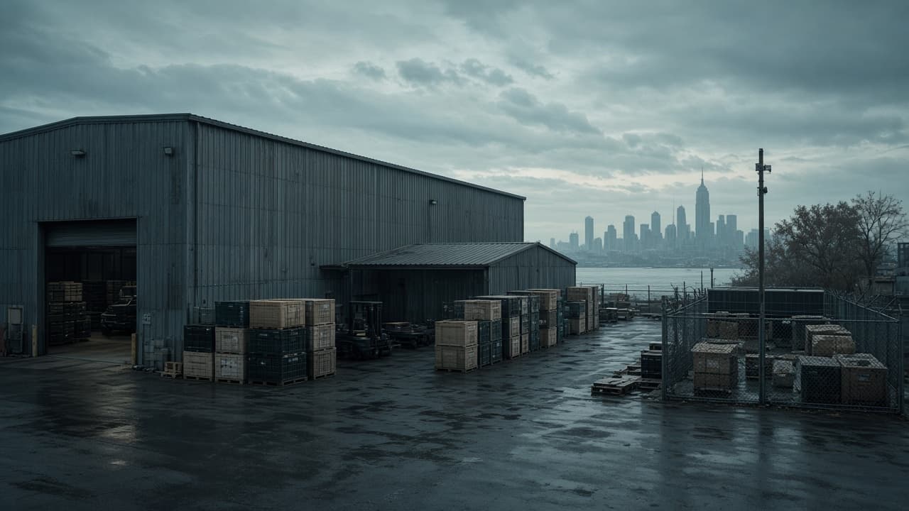 Industrial recycling yard and truck court in Kearny, New Jersey
